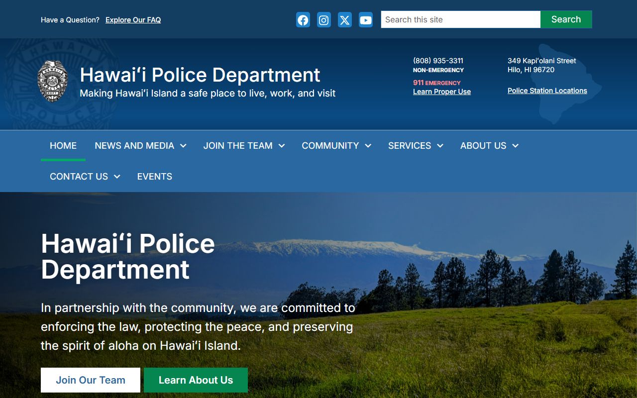 Hawaii Police Department page for a Hawaii County people search