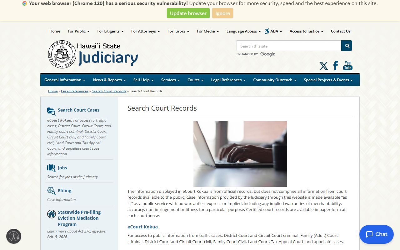 Second Circuit Court page for a Maui County people search