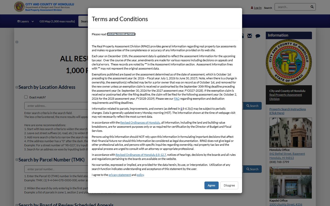 Honolulu Real Property Assessment qPublic site for a Hawaii people search